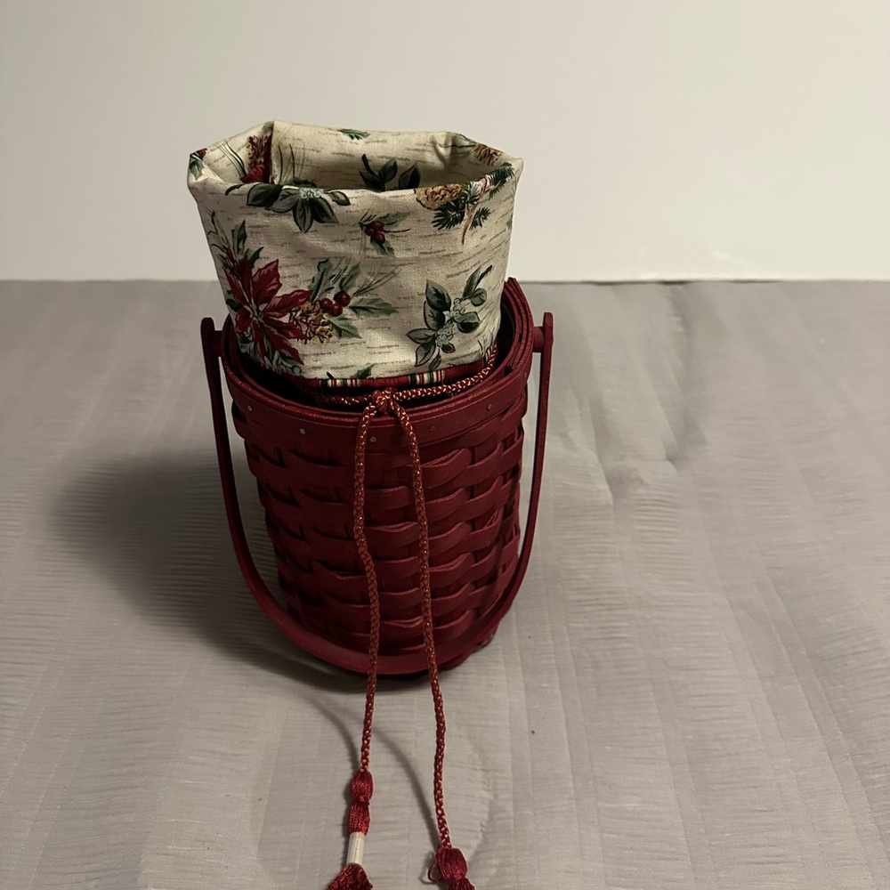 Longaberger Wine Beverage Basket Tote withh Liner and Protector